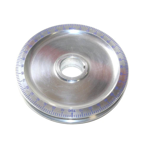 Polished Degree Wheel Pulley, No Holes, "Blue Numbers"