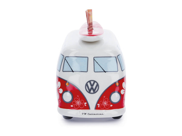 VW T1 Bus Money Bank with Surf Board (1:18) - Hibiskus/Red