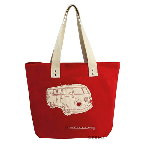 VW T1 Bus Canvas Shopper Bag - Red