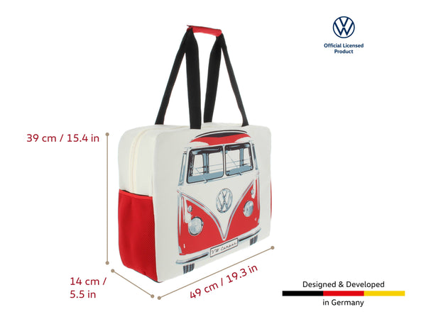 VW Bus Beach Shopper Travel Weekender Workout Yoga Bag - RD