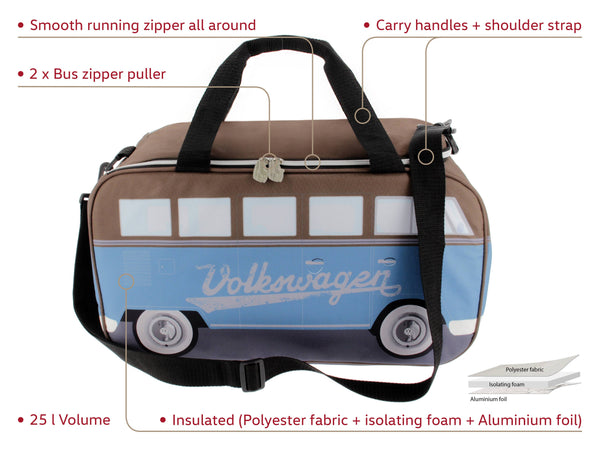 VW T1 Bus Lightweight Travel Cooler Bag (25 l) – Petrol/BN