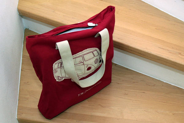 VW T1 Bus Canvas Shopper Bag - Red