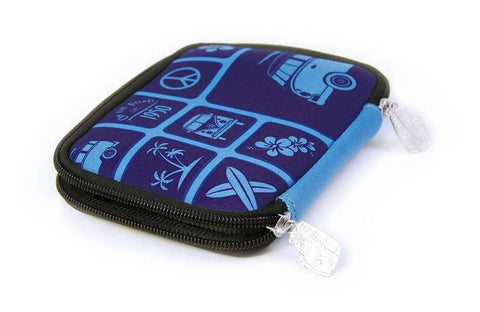 VW T1 Bus Neoprene Travel Zipper Wallet - Surf/Blue