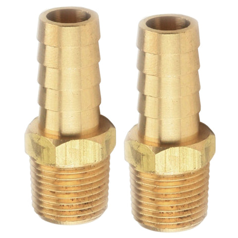 STRAIGHT BRASS FITTINGS, MALE 3/8" NPT X 3/8" BARBED, PAIR