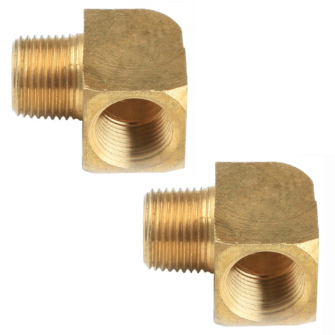 BRASS FITTINGS 90 DEGREE, FEMALE 3/8" NPT X 3/8" MALE NPT, PAIR