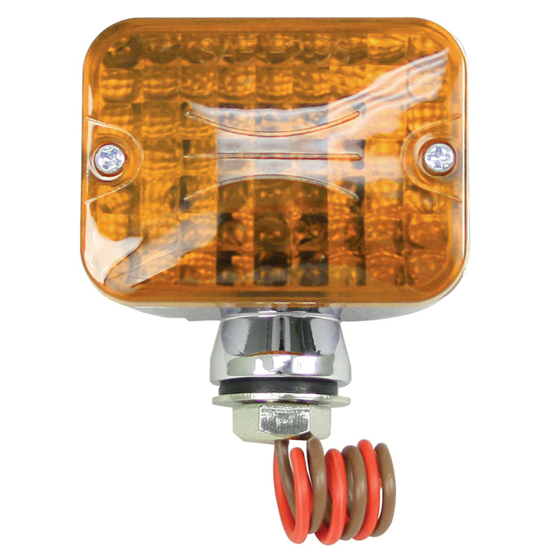 DUAL FILAMENT MINI TAIL LIGHT WITH AMBER LENS & CHROME HOUSING, EACH