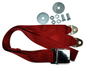 Red Universal 72" Lap Seat Belt w/ Hardware Chrome Latch Hot Rod Classic