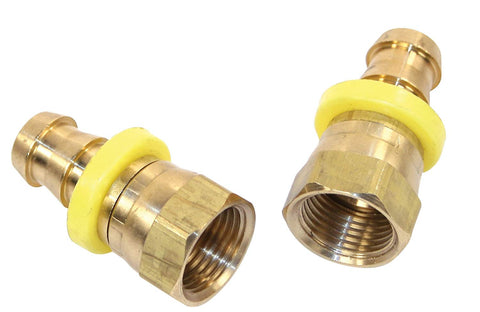 STRAIGHT BRASS FITTING, FEMALE AN -8 X 1/2" SWIVEL BARBED, PAIR