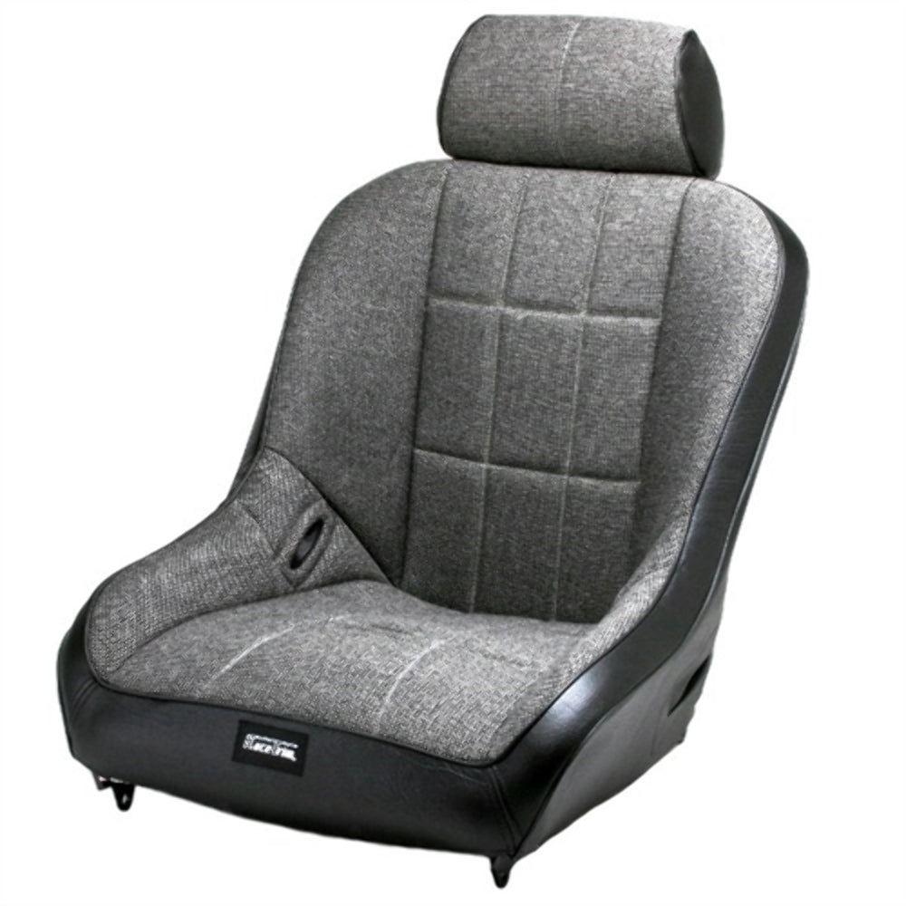 RACE TRIM SUSPENSION LO-BACK SEAT-GREY CLOTH/BLACK VINYL