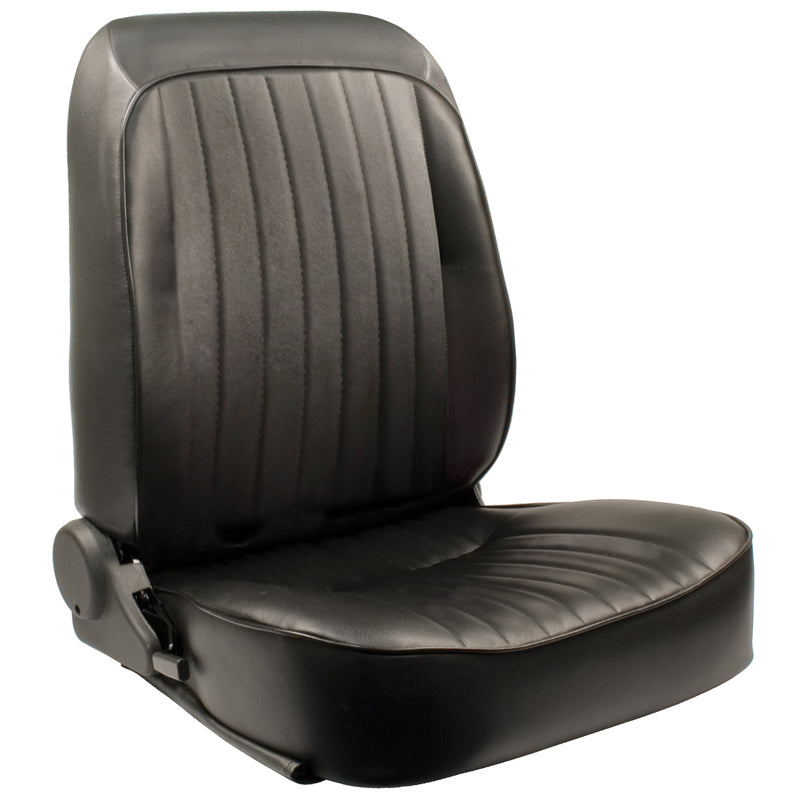 BLACK VINYL RECLINING LOW BACK BUCKET SEAT, RIGHT SIDE