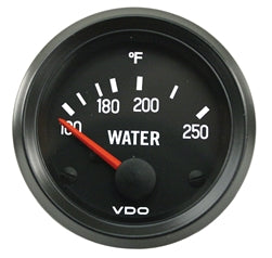 BLACK COCKPIT SERIES GAUGES - WATER TEMP GAUGE, 250 DEGREE