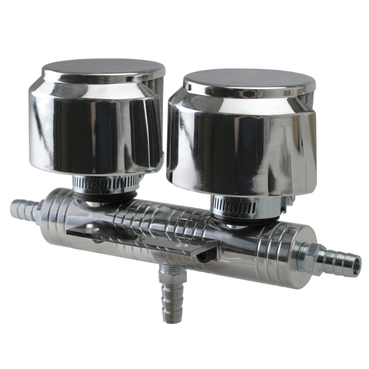 ALUMINUM CRANKCASE BREATHER TUBE WITH SHIELDED FILTER COVERS