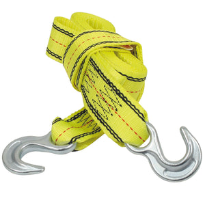 Yellow Tow Strap With Hooks 2" Wide X 15' Long, Rate 8,000 Lbs