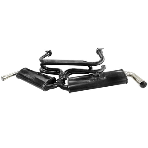 BLACK 1-3/8" DUAL MUFFLER EXHAUST SYSTEM 1600CC VW BUG/GHIA