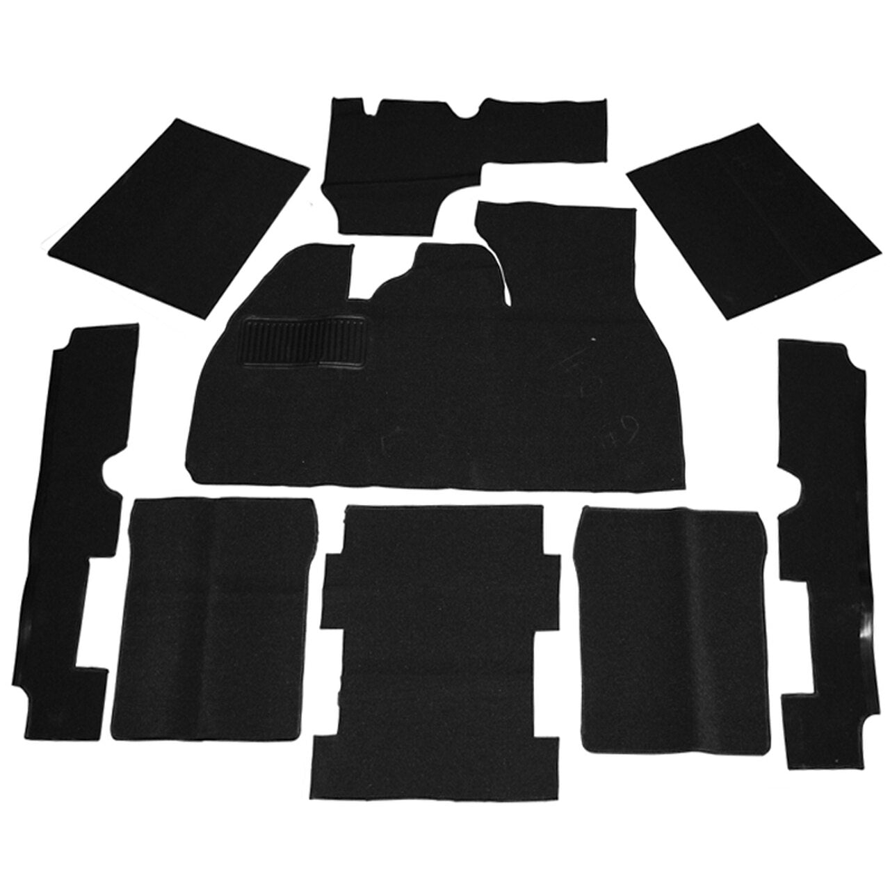 BLACK 9 PIECE CARPET KIT VW BUG / BEETLE 1973-1977, WITH FOOT REST