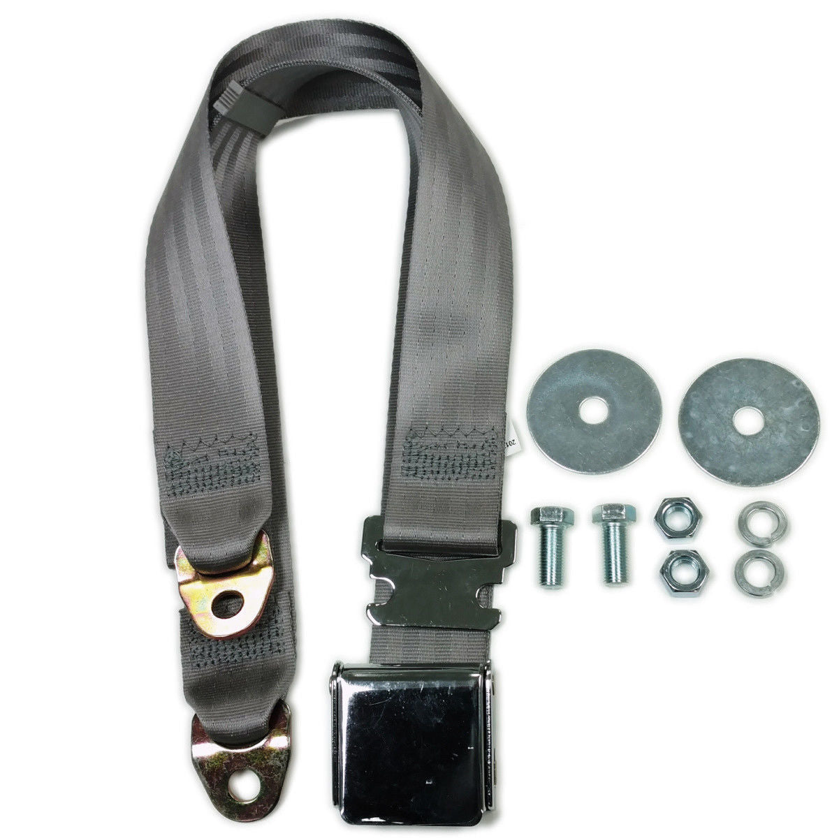 Grey Universal 72" Lap Seat Belt w/ Hardware Chrome Latch Hot Rod Classic