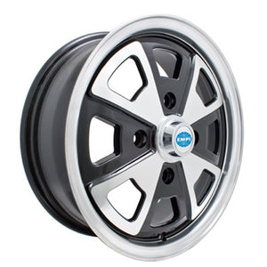 914 Alloy Wheel, 5-1/2" Wide, Black & Polished, 4 on 130mm