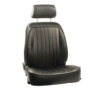 BLACK VINYL RECLINING LOW BACK BUCKET SEAT W/HEADREST, RIGHT SIDE